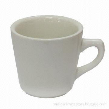 7oz ceramic tall mug, milk white color, FDA-/PROP65-approved